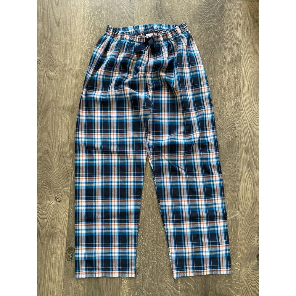 The Children's Place Plaid Blue Orange White Pajama PJ‎ Pants Kids Youth L 10/12